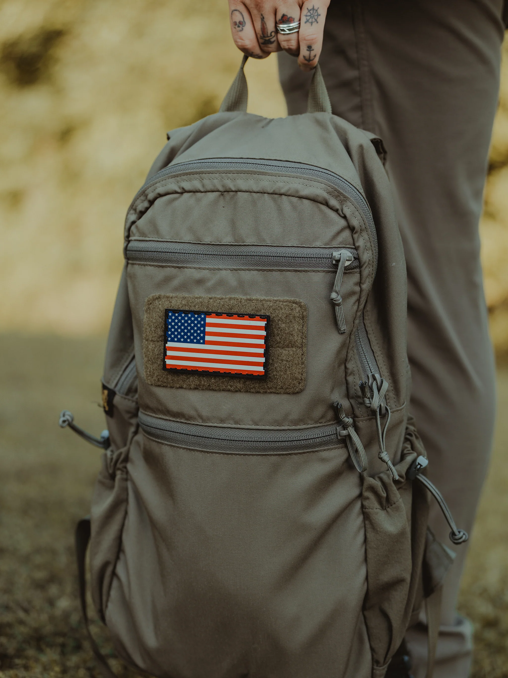 American Flag Leather Patch - UV Print - Image 3