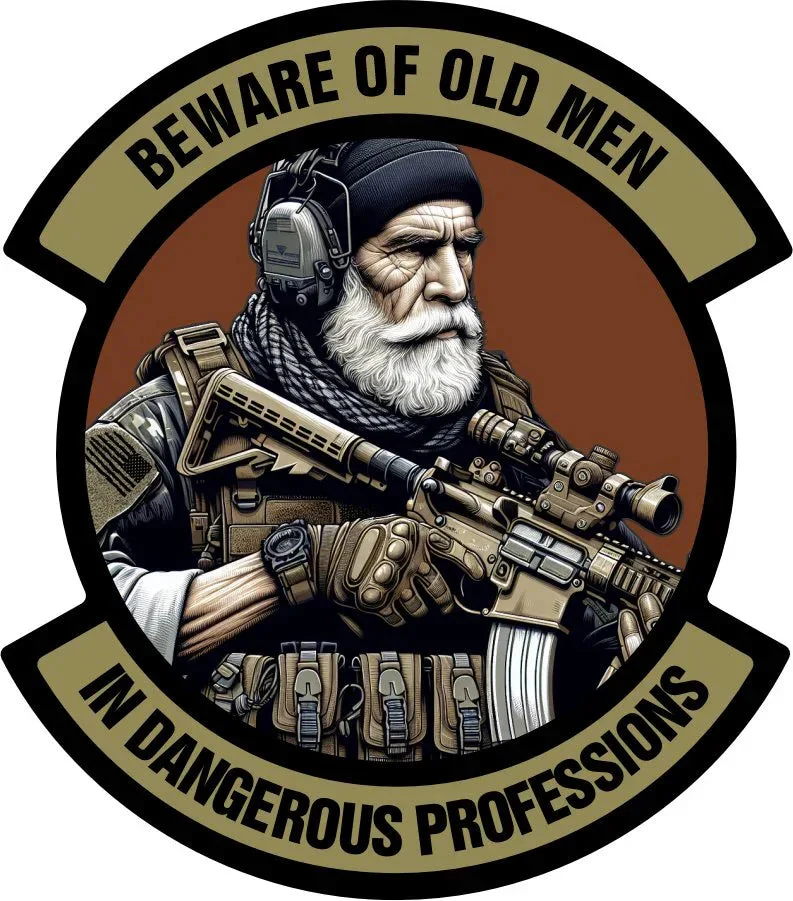 Beware of Old Men - In Dangerous Professions -  3" Embroidered/Sublimated Patch - Image 2
