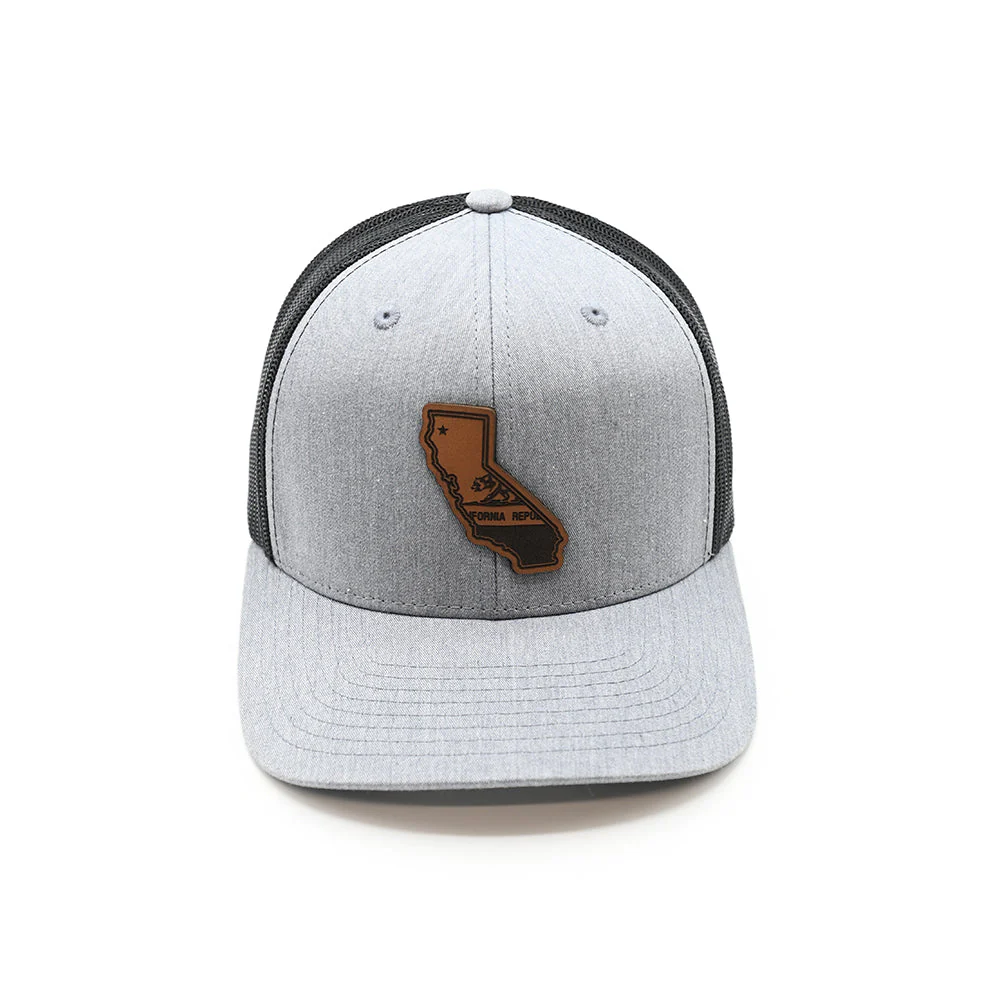 CA State Flag Leather Patch Hat - Image 4