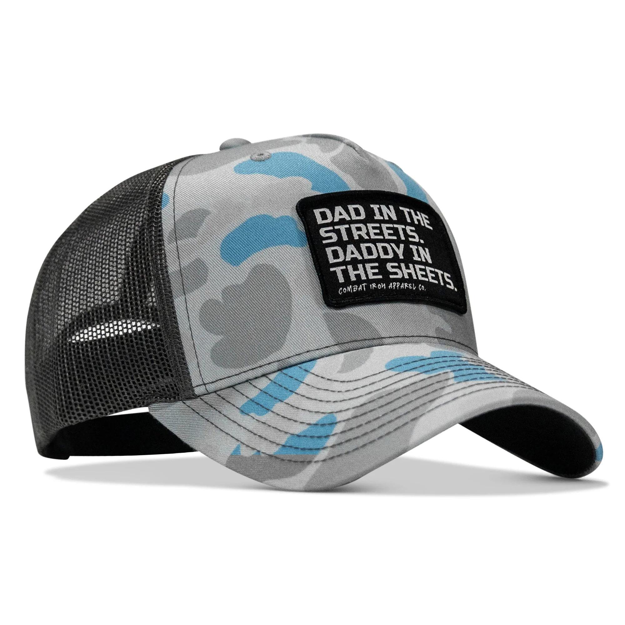 Dad In The Streets. Daddy In The Sheets. Black Patch Snapback Hat - Image 55