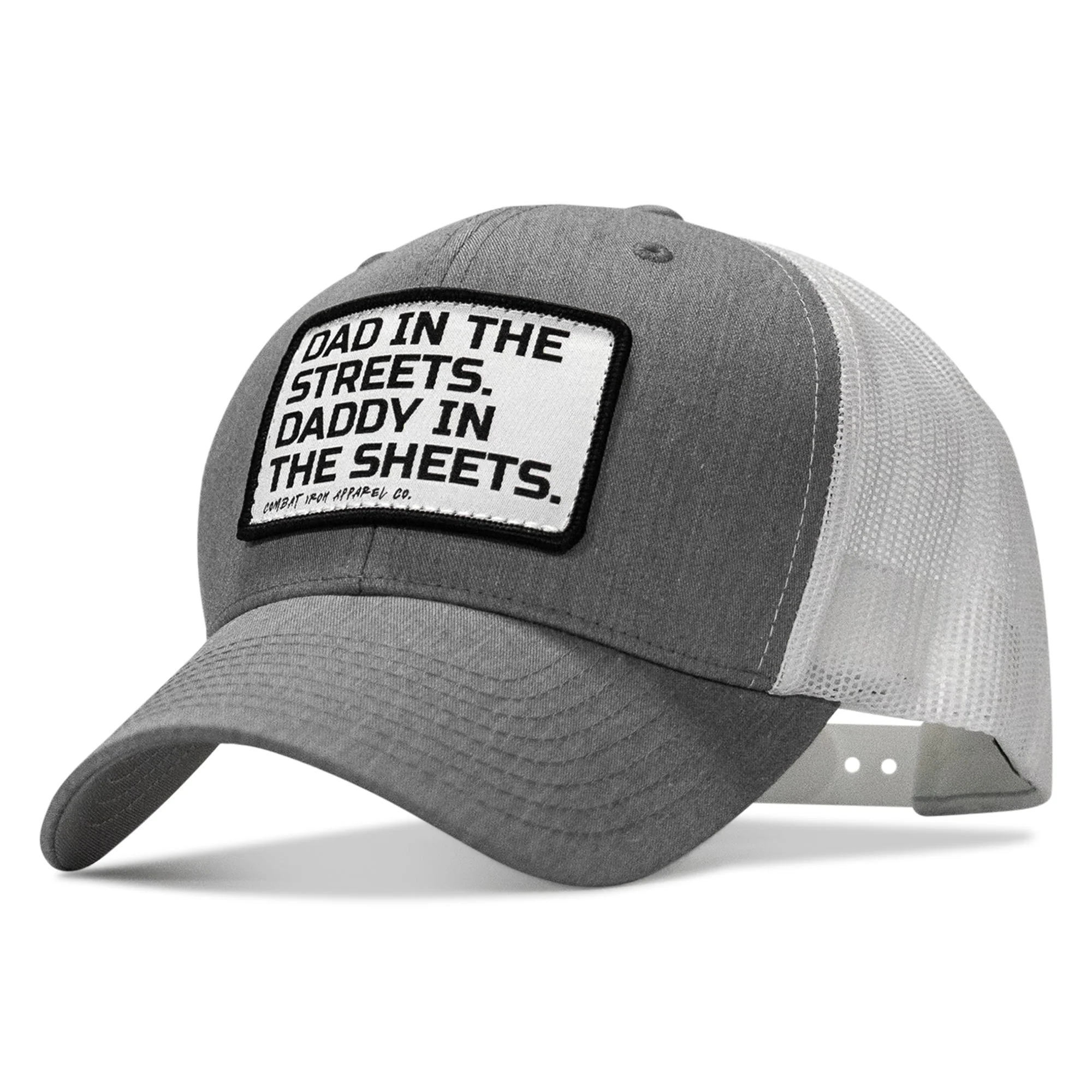 Dad In The Streets. Daddy In The Sheets. White Patch Snapback Hat - Image 29