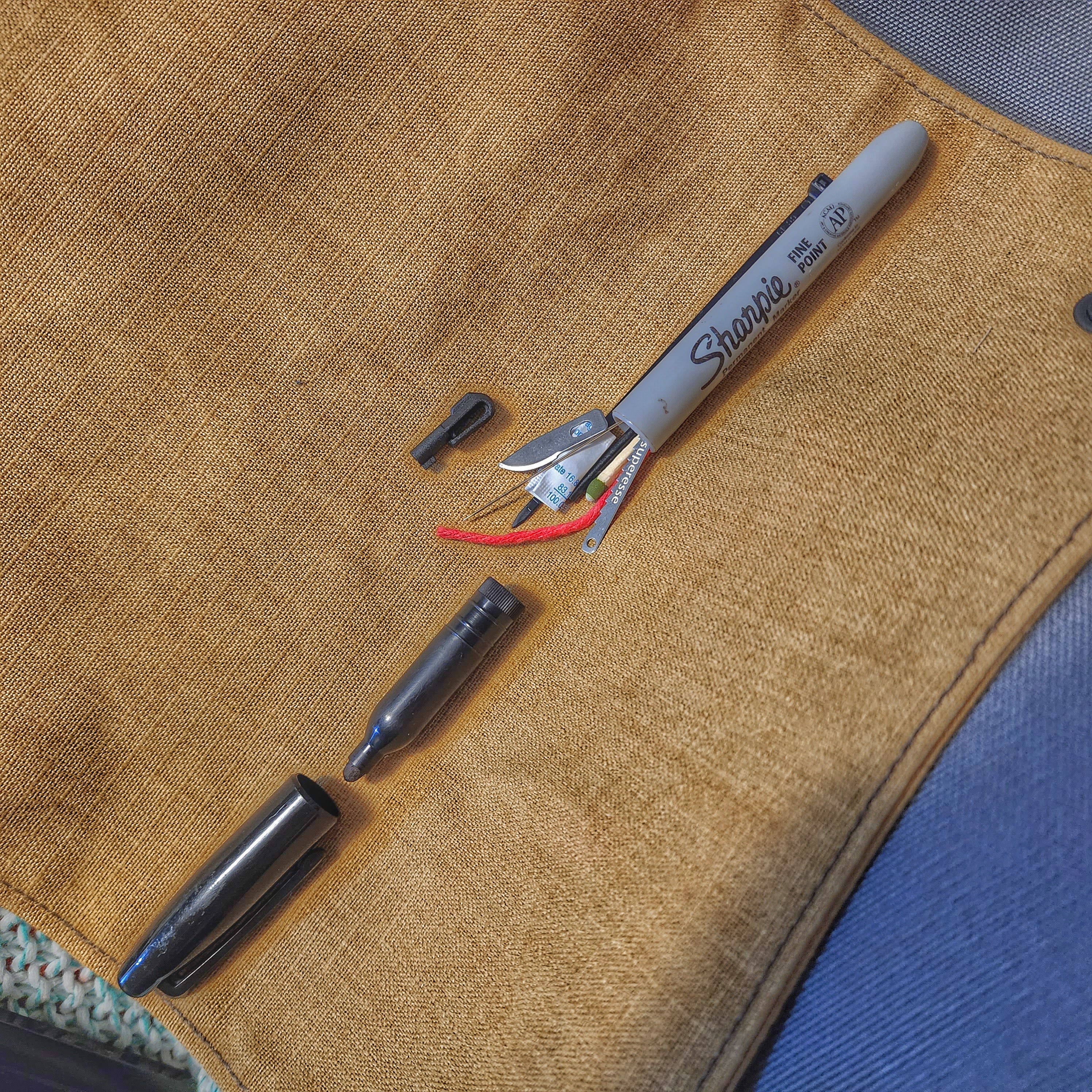 EDC Cache Markers - Hollow Sharpie with internal stash of survival supplies. - Image 6