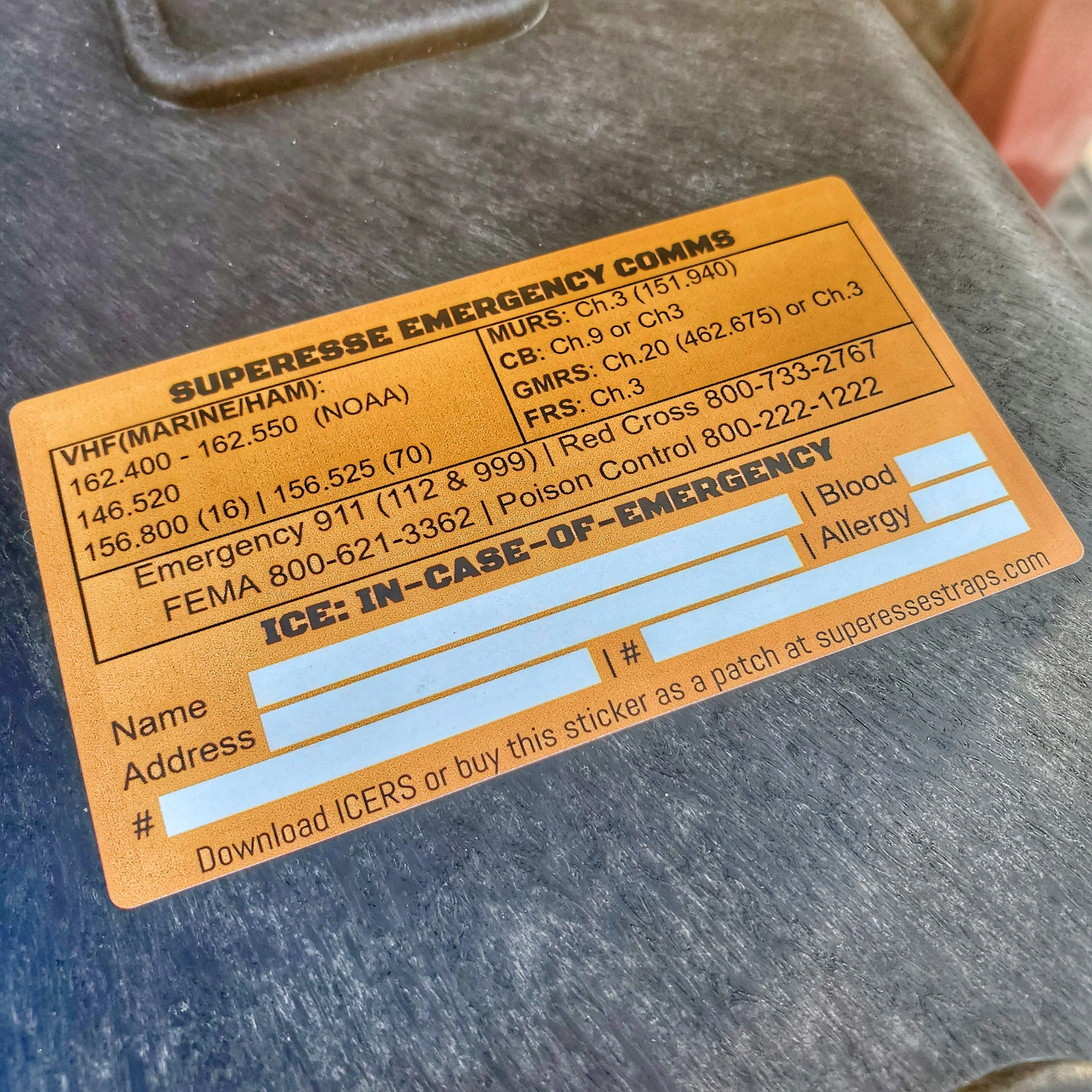 Emergency Comms & ICE Decal - Radio Frequency/Channel and Telephone Contact Numbers, ICE Card - Image 10