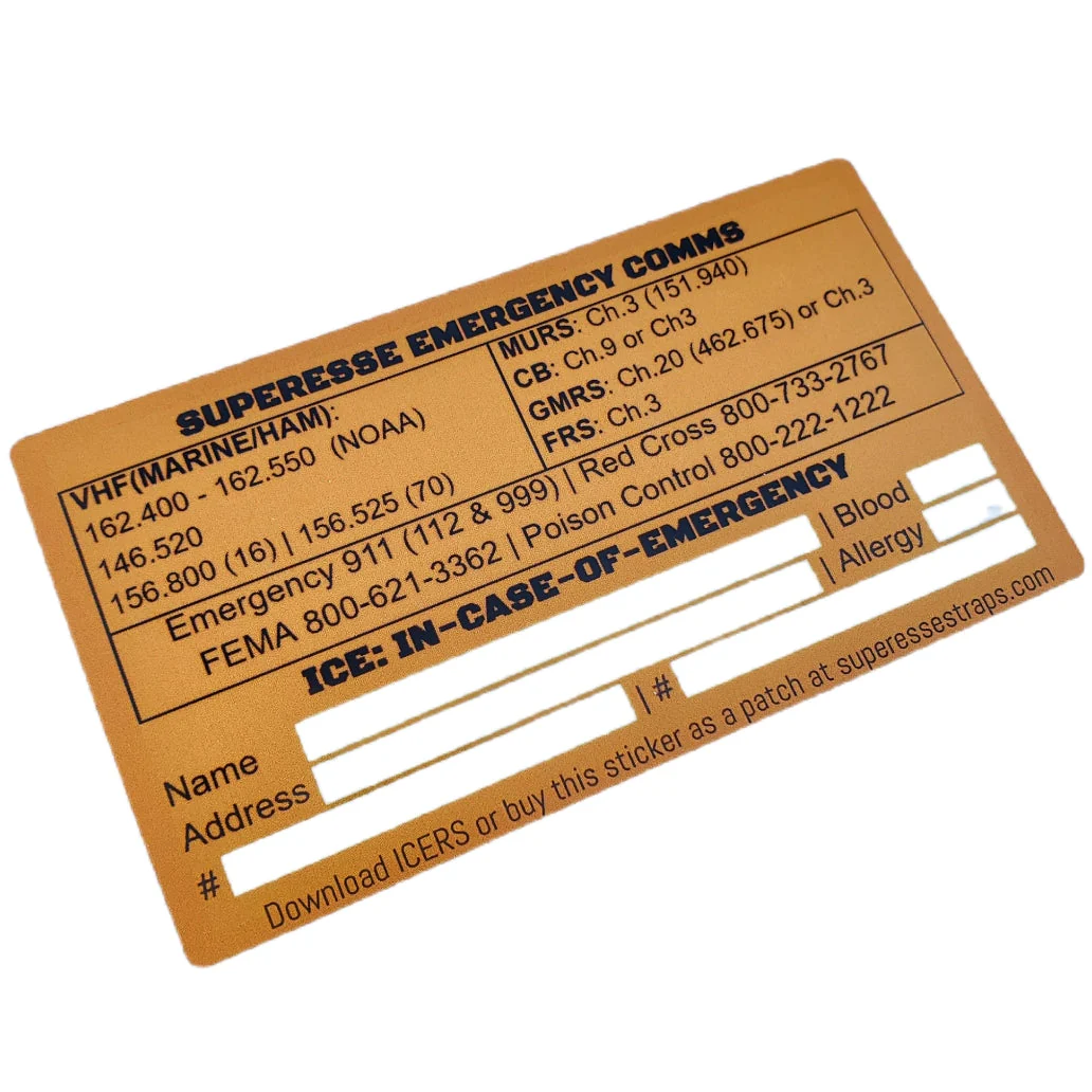 Emergency Comms & ICE Decal - Radio Frequency/Channel and Telephone Contact Numbers, ICE Card - Image 7