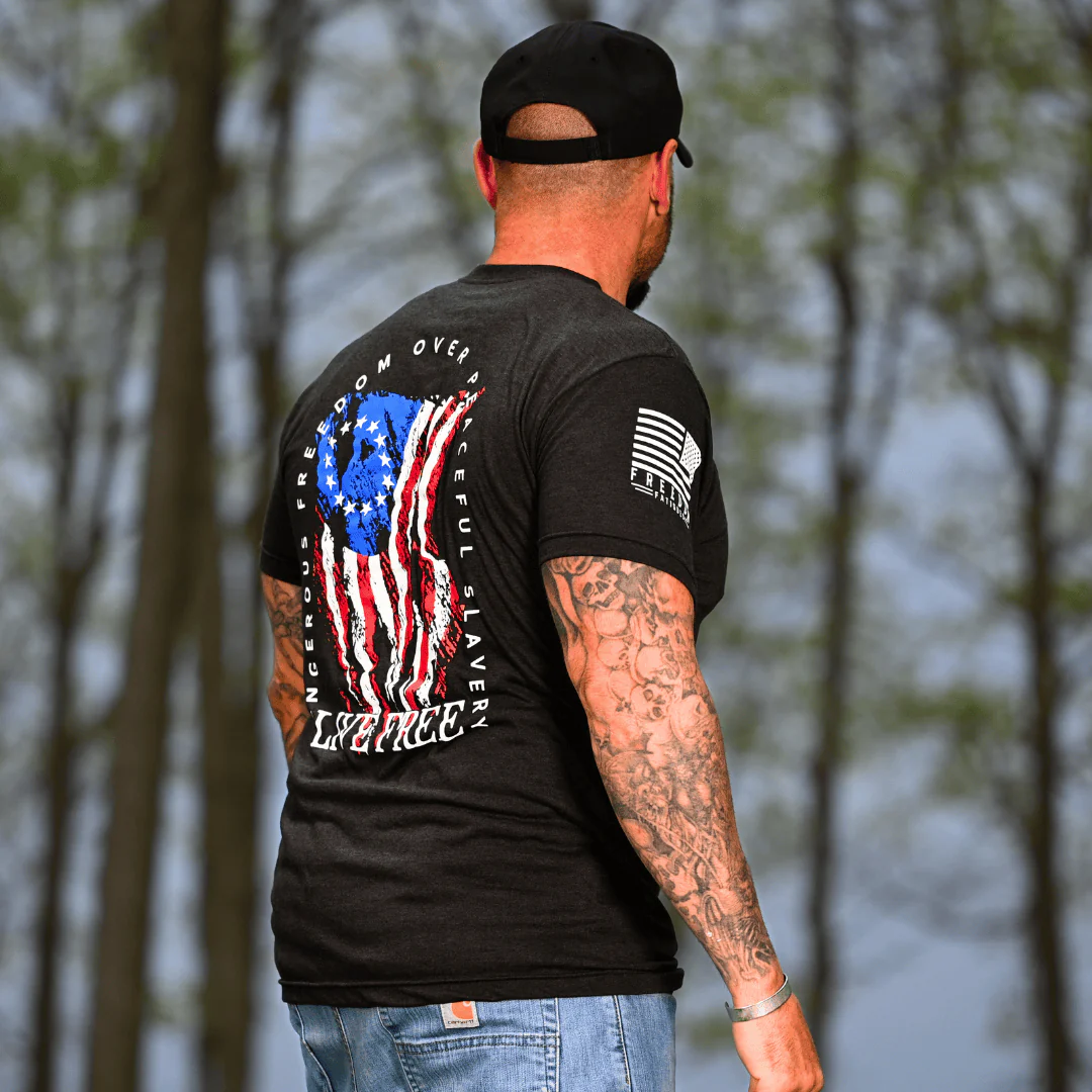 Men's Dangerous Freedom Over Peaceful Slavery Patriotic T-Shirt - Image 3