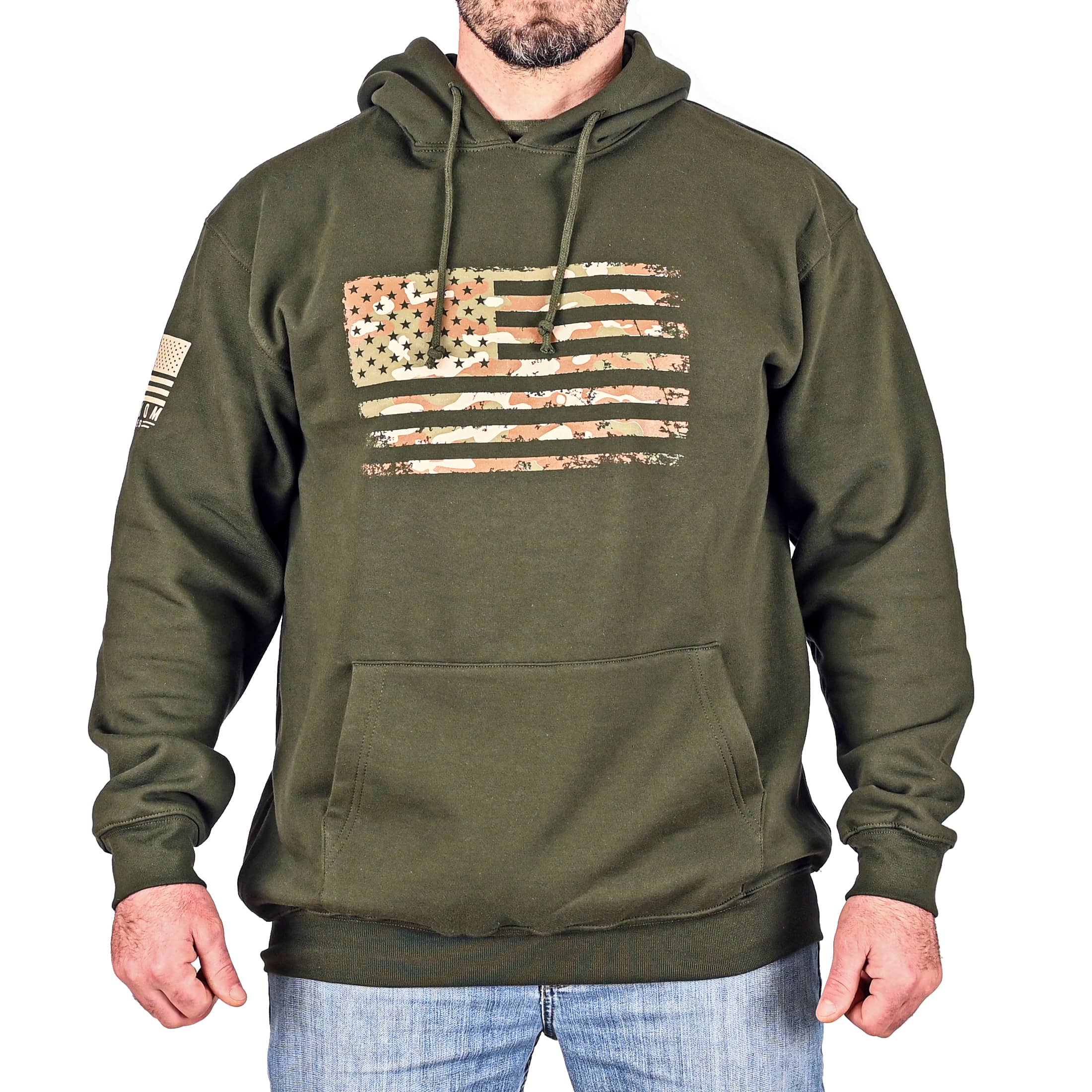 Men's Heavyweight Oversized Arid Camo Flag Hoodie (OD Green) - Image 3