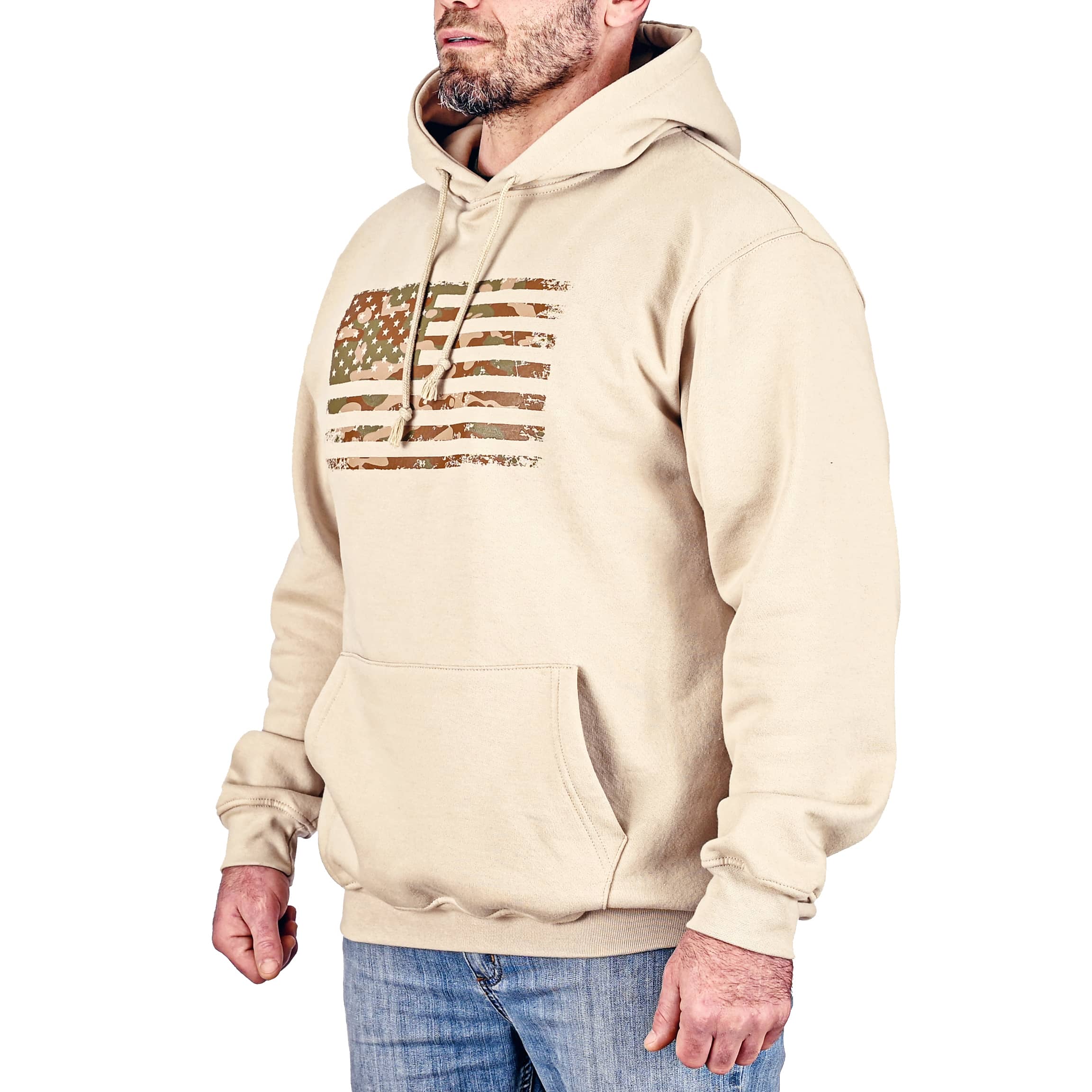 Men's Heavyweight Oversized Arid Camo Flag Hoodie (Sand) - Image 7