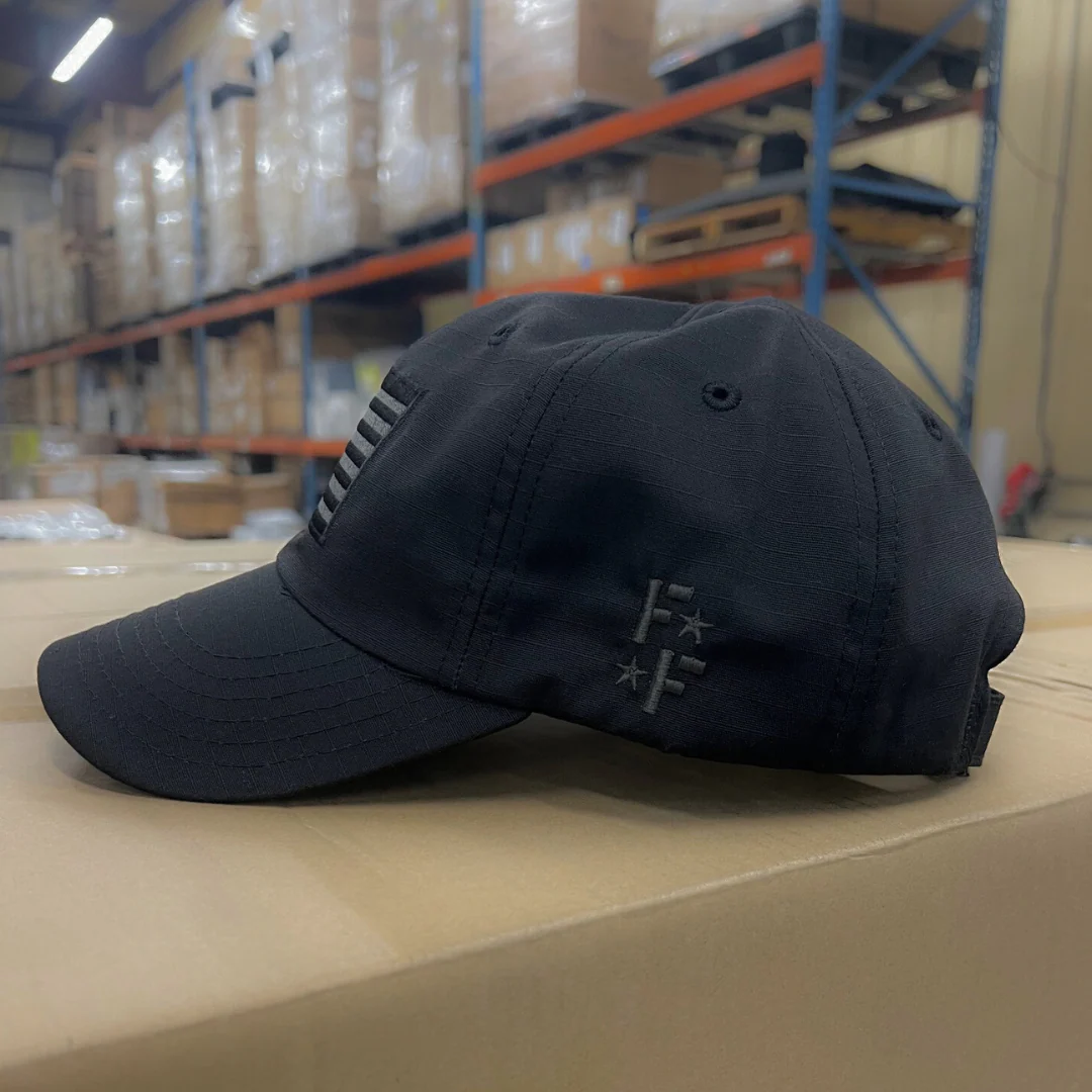 Murdered Out Black Ripstop Full Fabric American Flag Range Hat - Image 4