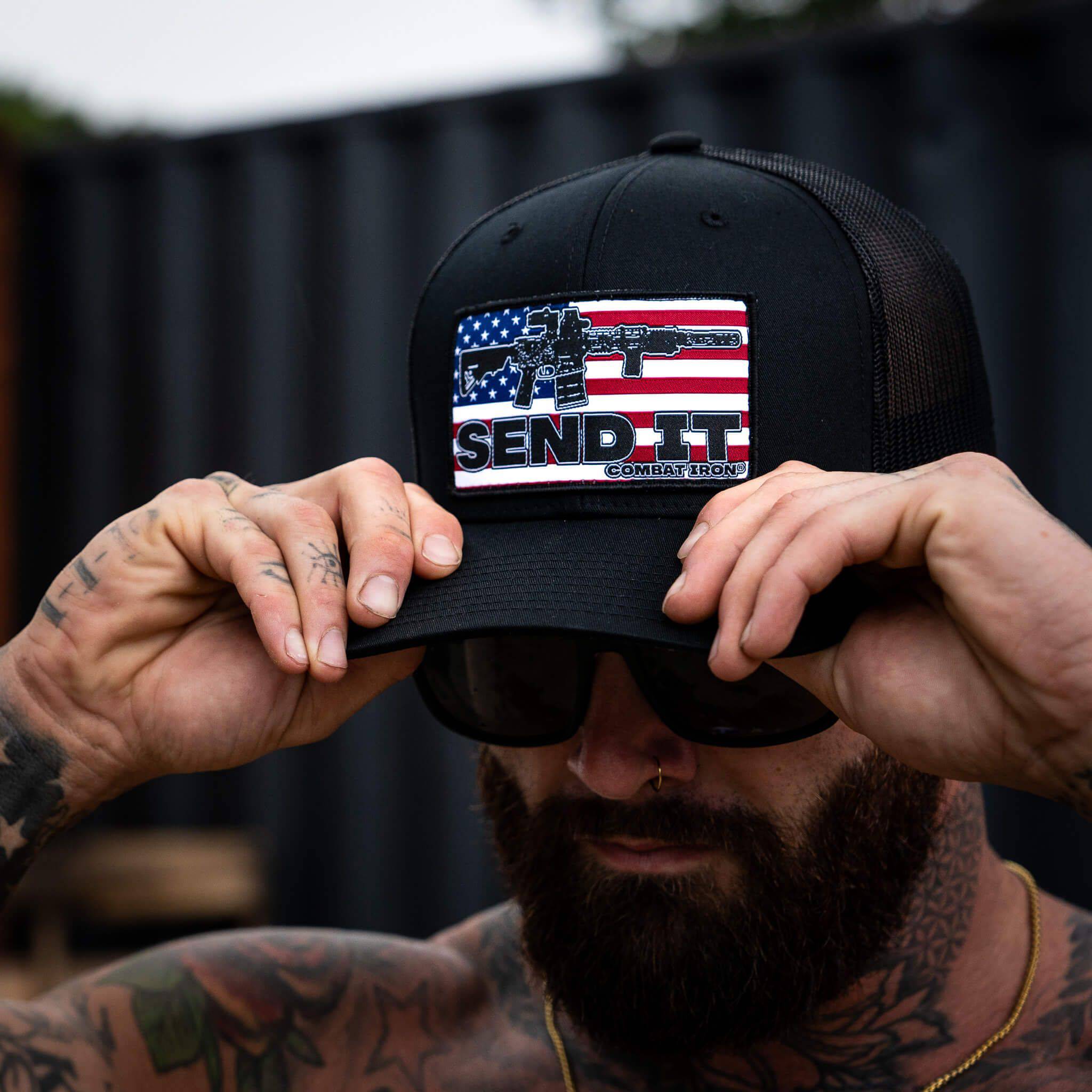SEND IT AMERICAN FLAG PATCH MESH MID-PROFILE SNAPBACK - Image 3