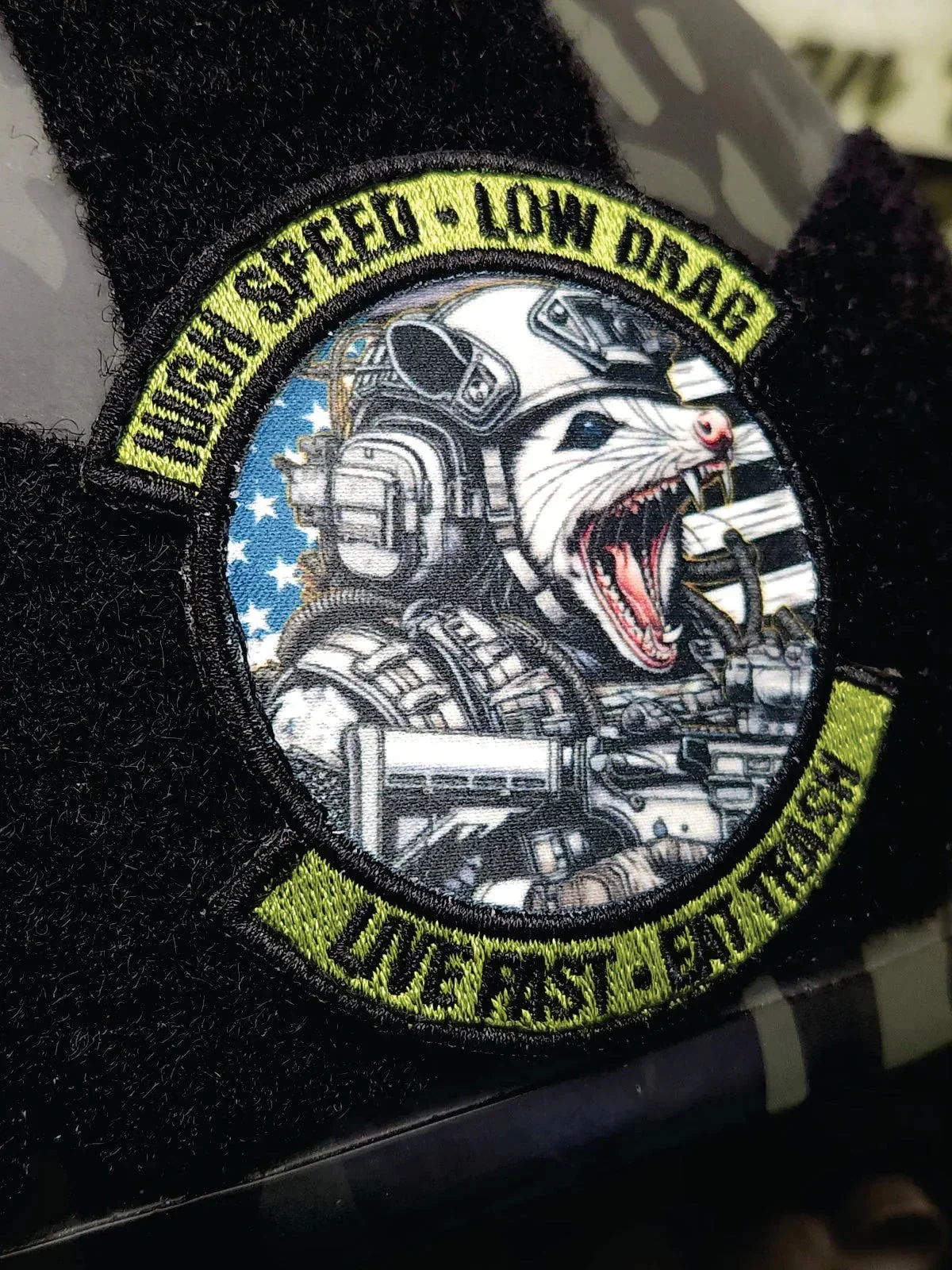 Tactical Possum Street Cat Collection - High Speed - Low Drag - Live Fast - Eat Trash - 3" Embroidered/Sublimated Patch - Image 4
