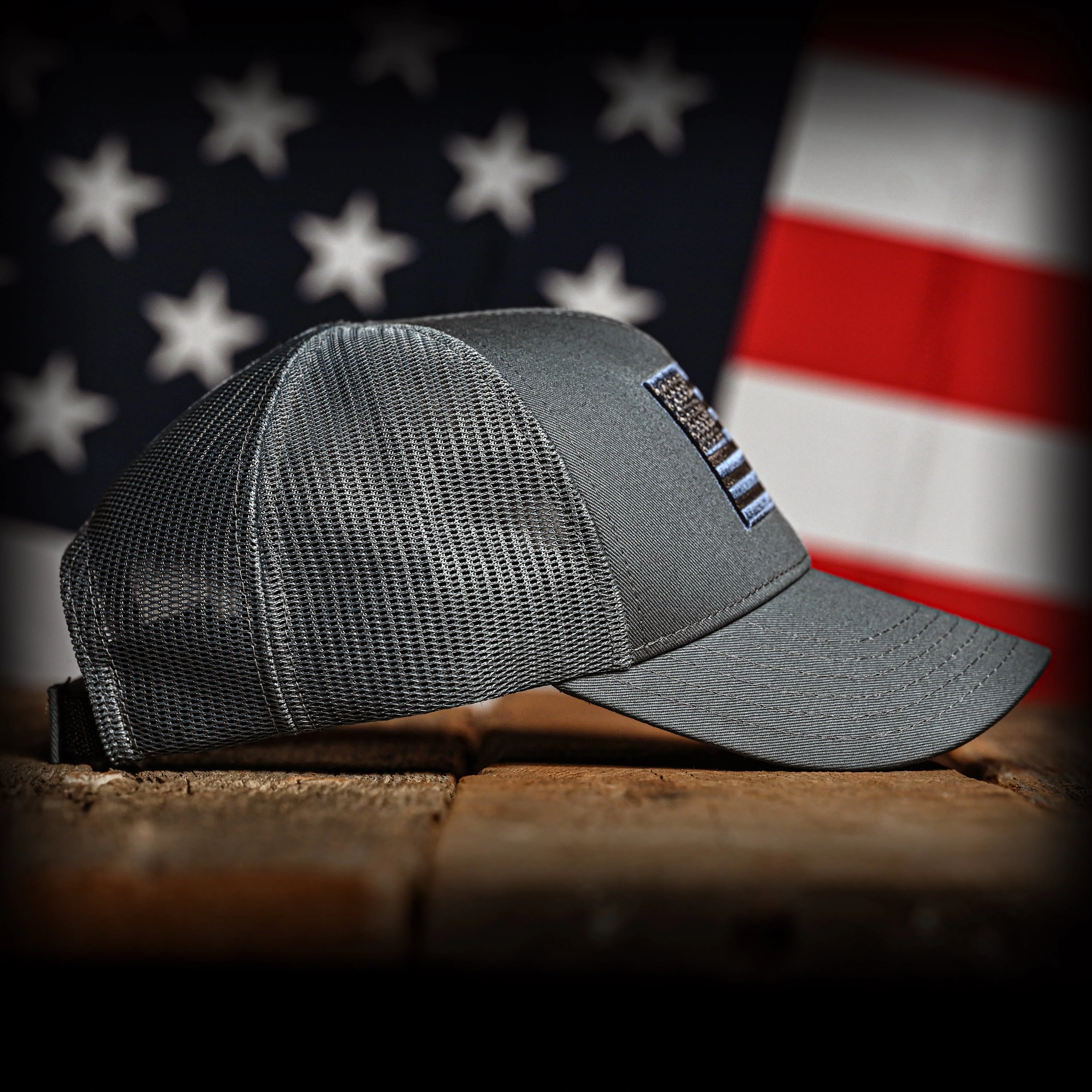Tonal Blue-Gray American Flag Hat - Image 3