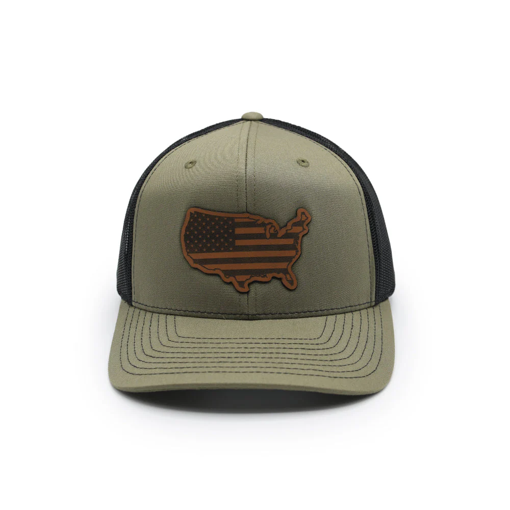 USA Country Flag Leather Patch Hat - Image 4