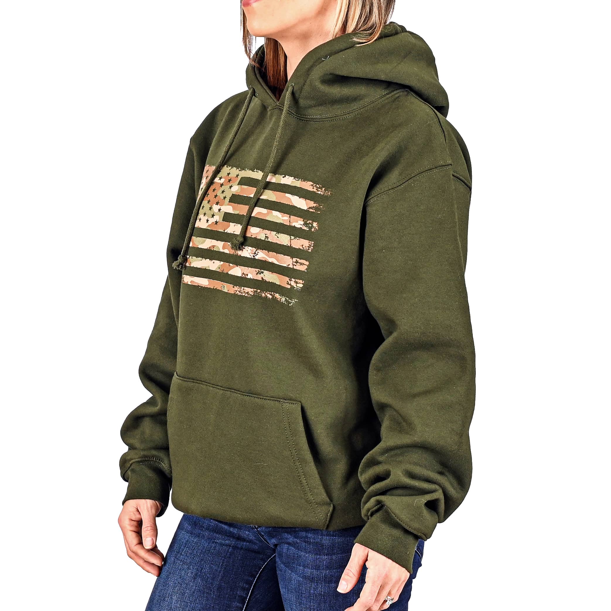 Women's Heavyweight Oversized Arid Camo Flag Hoodie (OD Green) - Image 3
