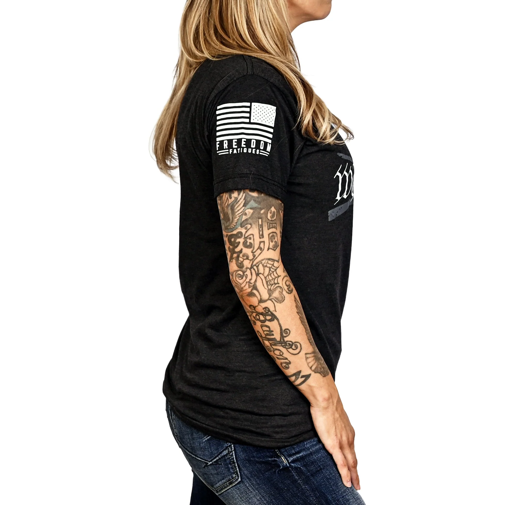 Women's We the People Boyfriend Fit Patriotic T-Shirt - Heather black - Image 5