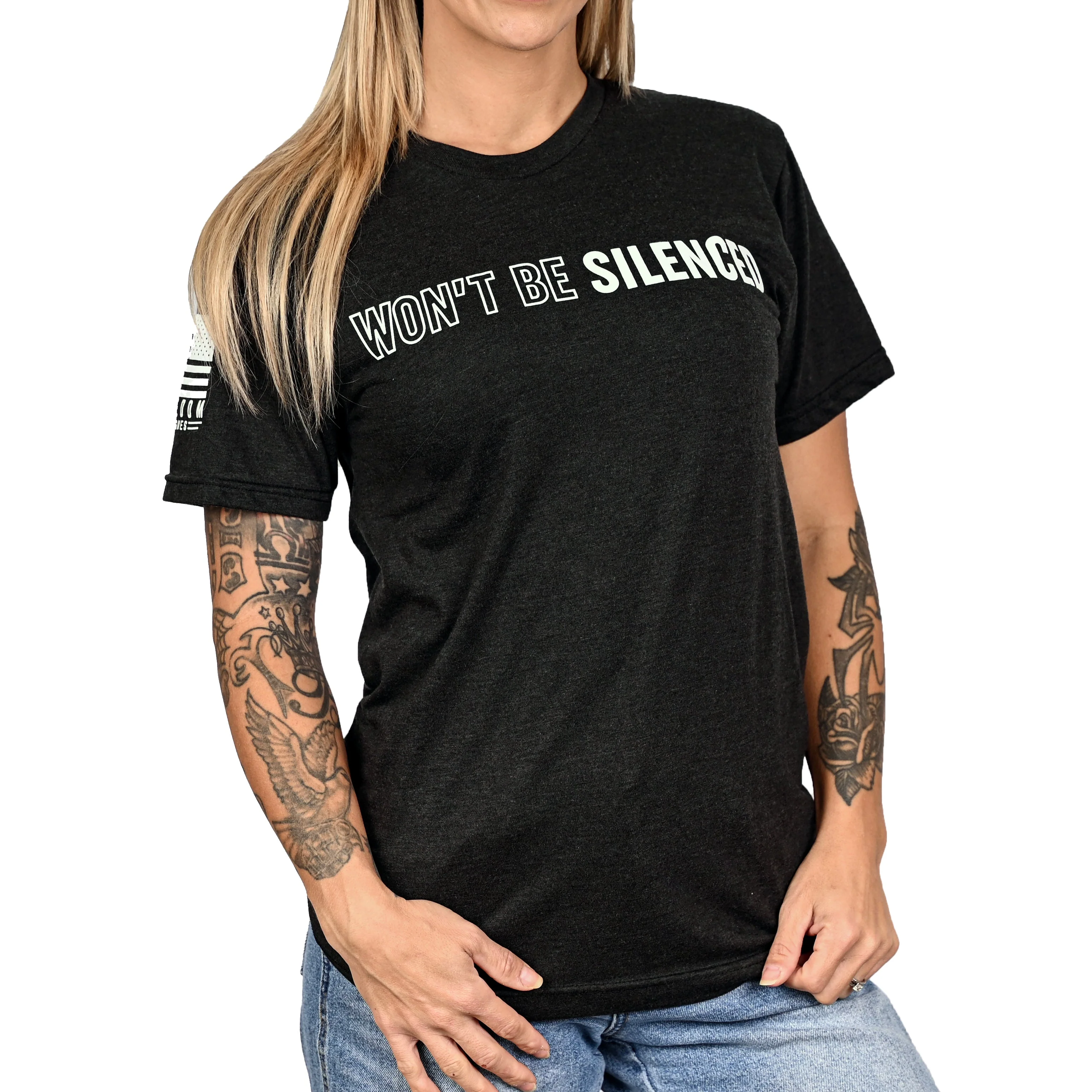 Women's Won't Be Silenced First Amendment Patriotic Tshirt (Boyfriend Fit) - Image 6