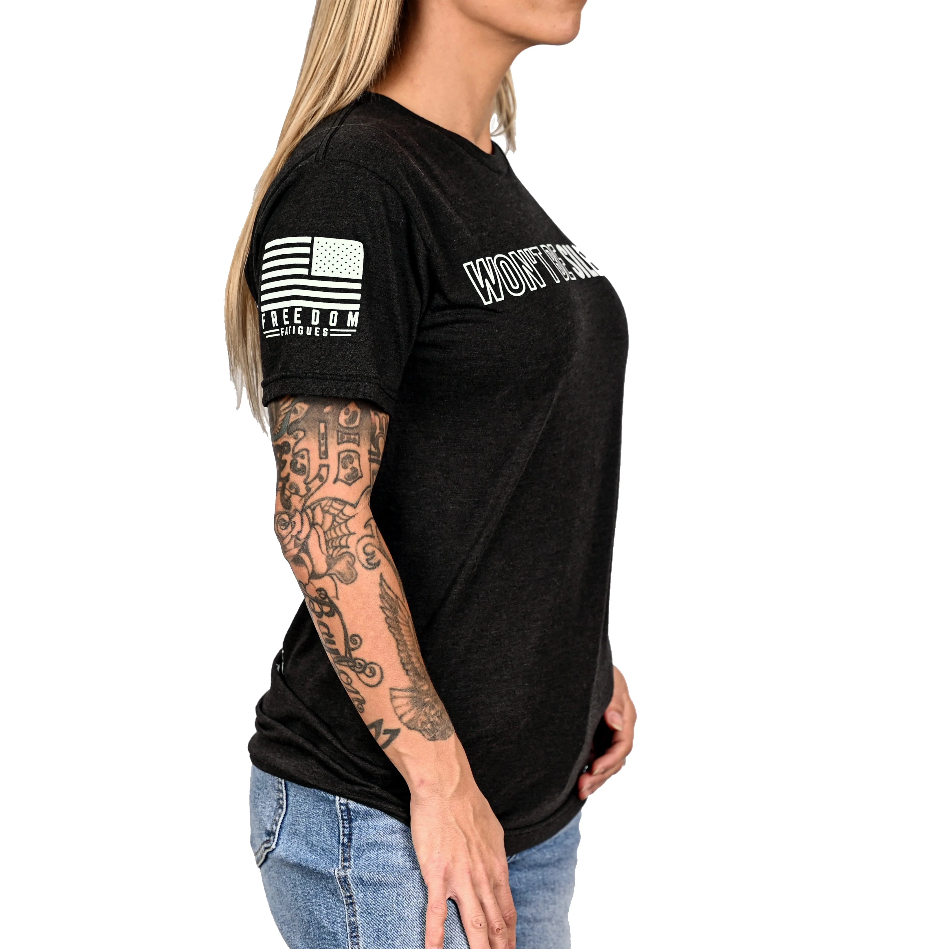 Women's Won't Be Silenced First Amendment Patriotic Tshirt (Boyfriend Fit) - Image 8